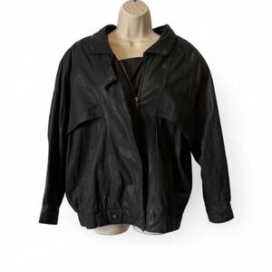 Vintage 90s Express Leather Bomber‎ Jacket
